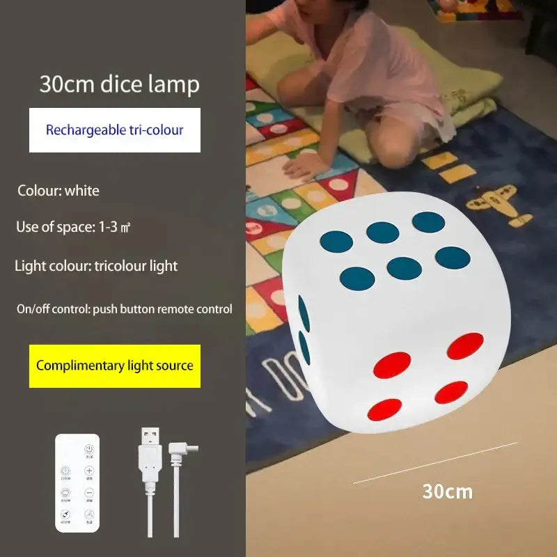 Oversized colorful dice night lamp with remote control for bedroom
