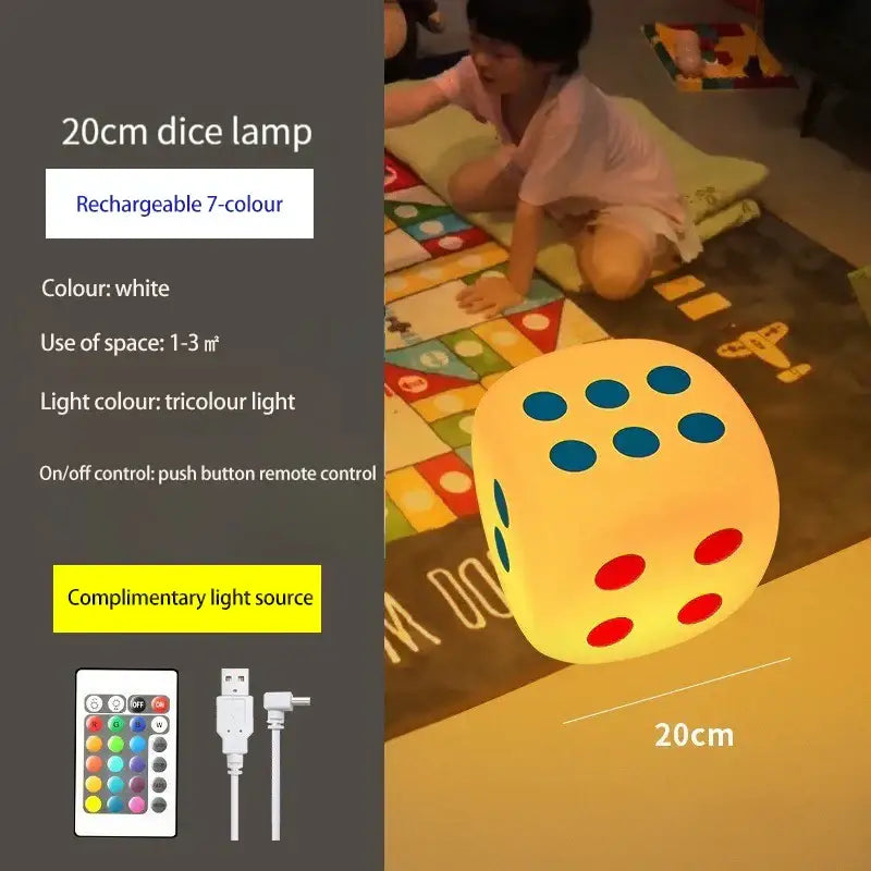 Oversized colorful dice night lamp with remote control for bedroom