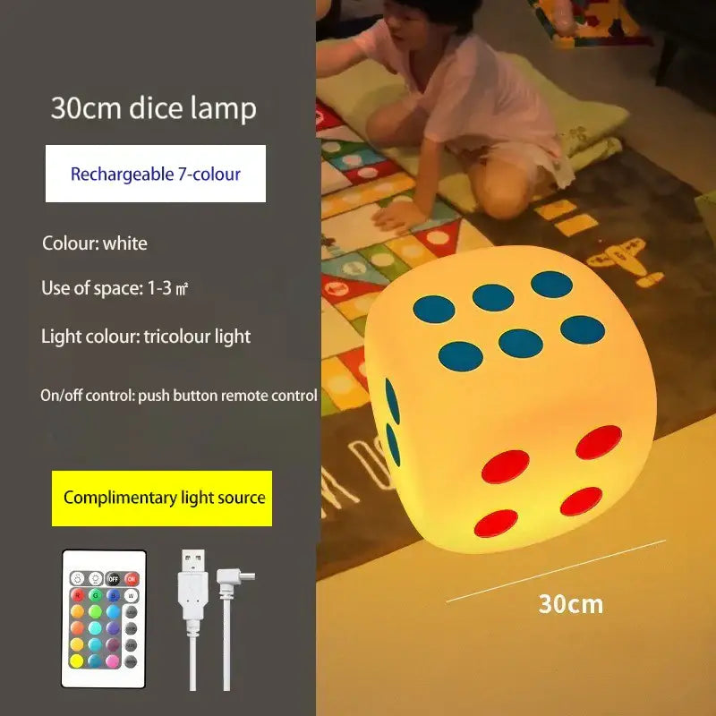 Oversized colorful dice night lamp with remote control for bedroom
