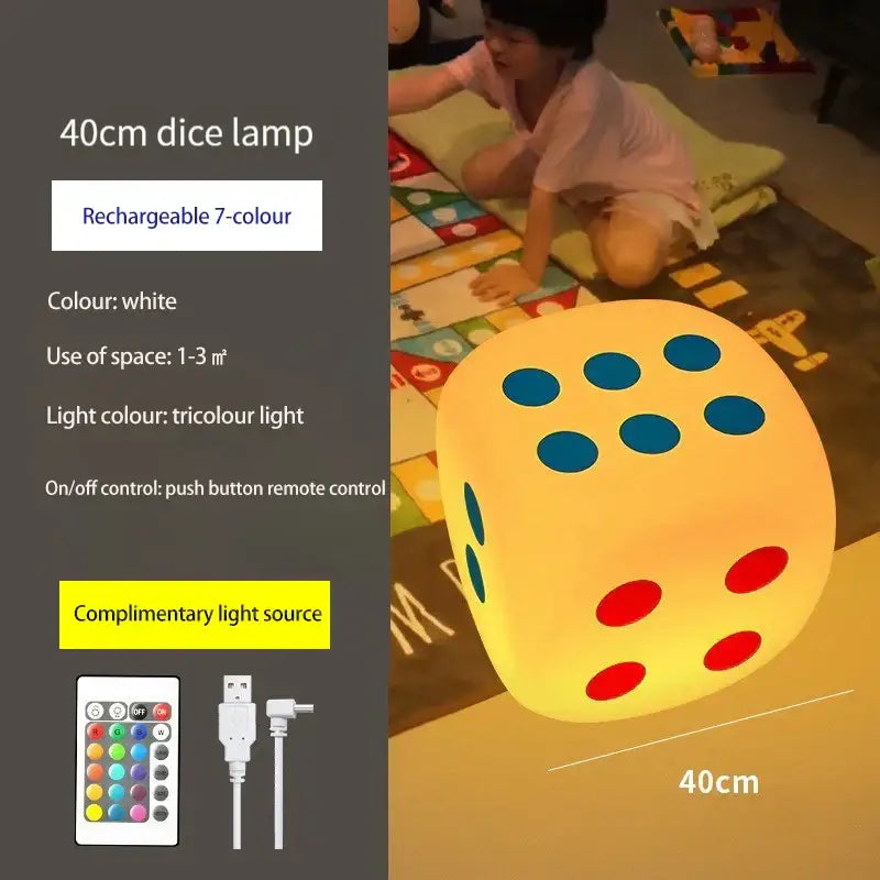 Oversized colorful dice night lamp with remote control for bedroom