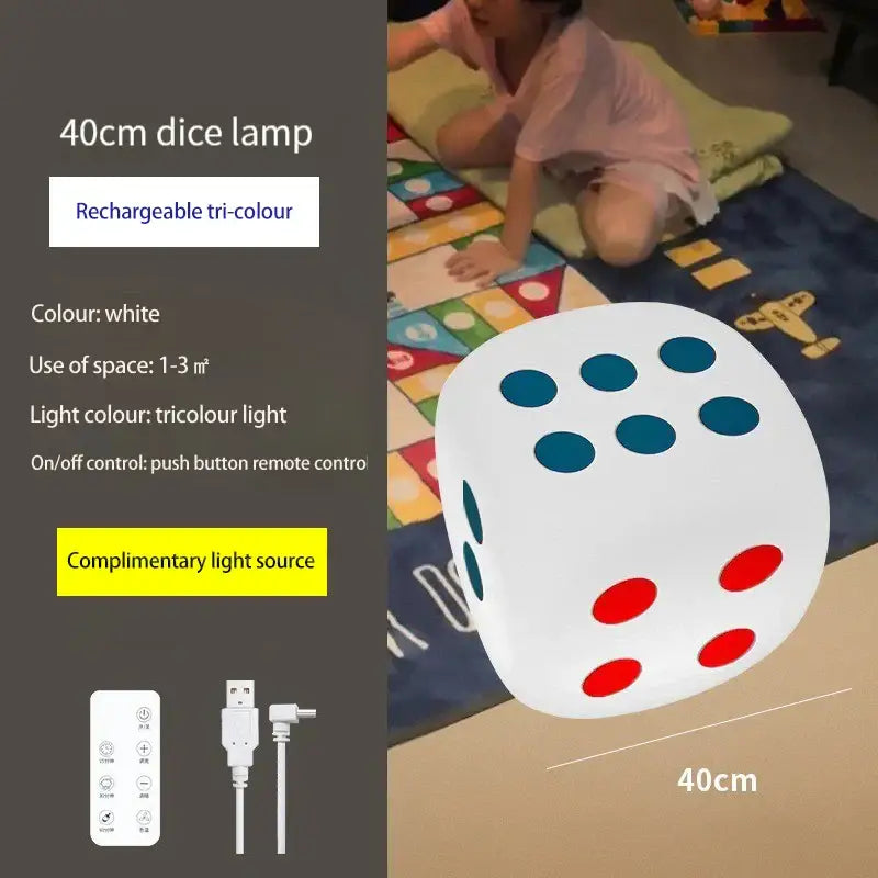 Oversized colorful dice night lamp with remote control for bedroom