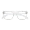 OXFORD - Classic Square Horn Rimmed Blue Light Clear Frame Flat Lens Glasses