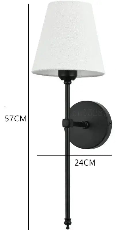 Pair of brass and white fabric wall lamp sconces bedroom decor