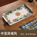 Paisley green & orange ice crack tray ceramic kitchen serving plate