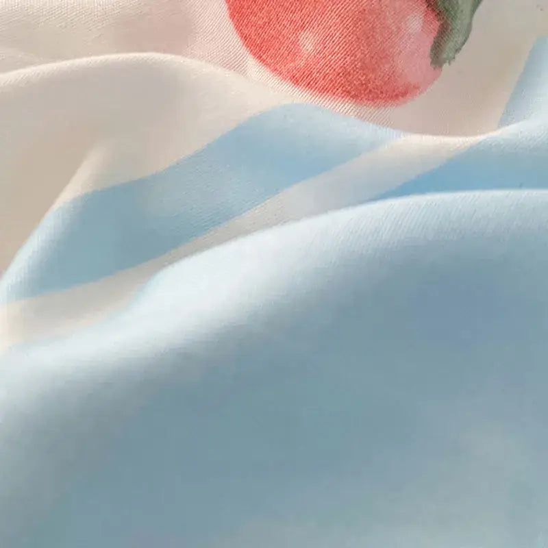 Pastel blue & white bunny cartoon pattern bed sets bedroom cotton