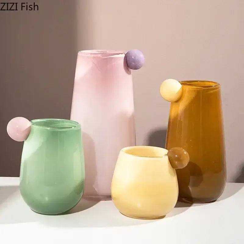 Pastel bubble colorful glass vase living room decor