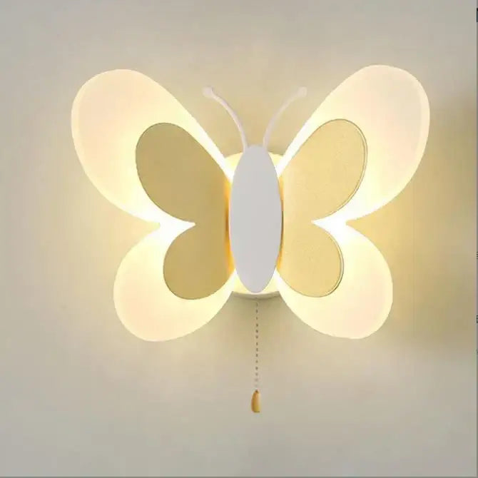 Pastel butterfly girl room lamp creative wall sconce bedroom light