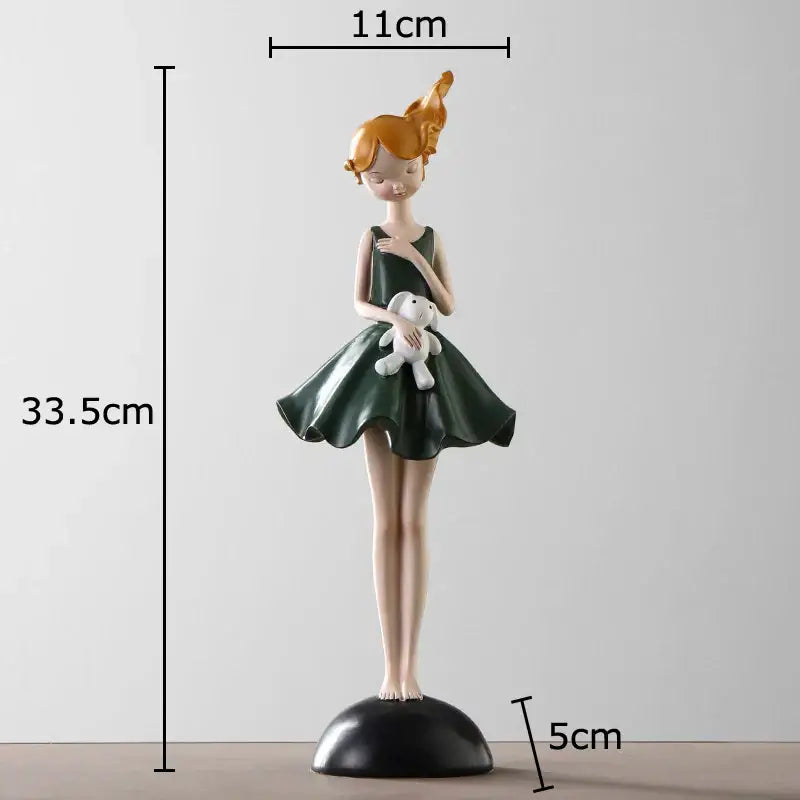 Pastel cartoon girl resin sculpture bedroom desk ornament