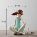 Pastel cartoon girl resin sculpture bedroom desk ornament