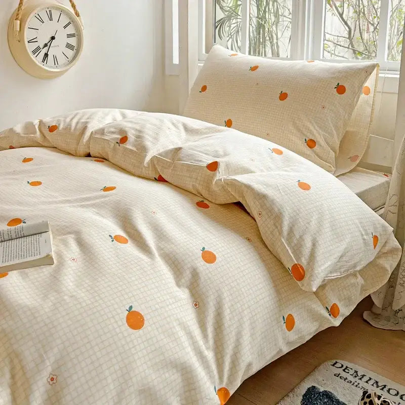 Pastel checkered cotton printed student bedding set bedroom decor