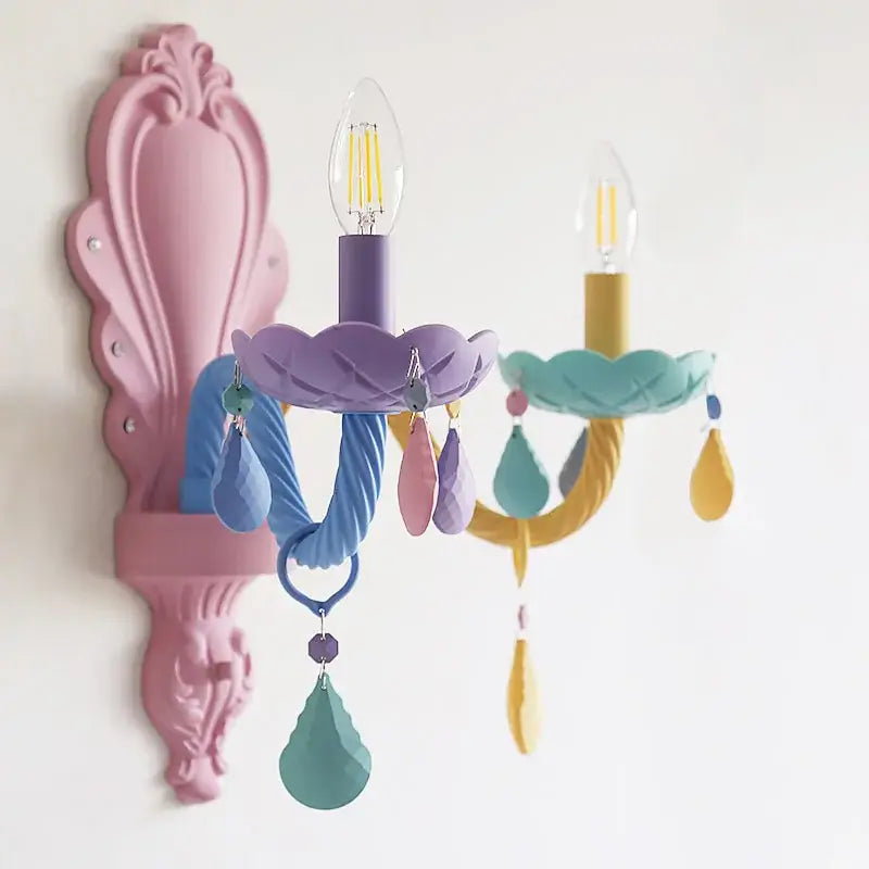 Pastel colorful crystal cartoon led chandelier for kids bedroom