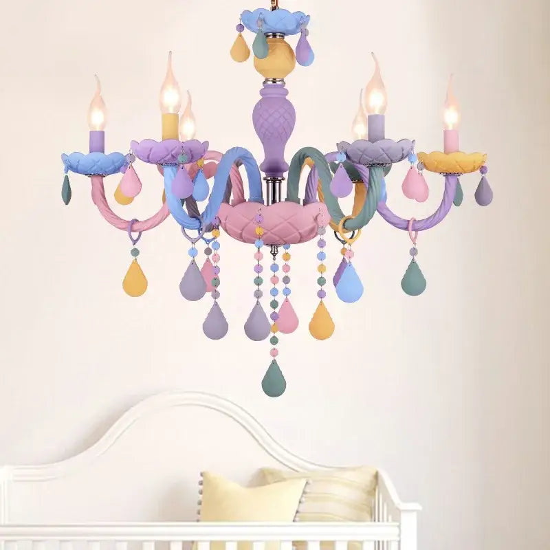 Pastel colorful crystal cartoon led chandelier for kids bedroom