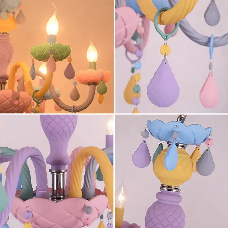 Pastel colorful crystal cartoon led chandelier for kids bedroom
