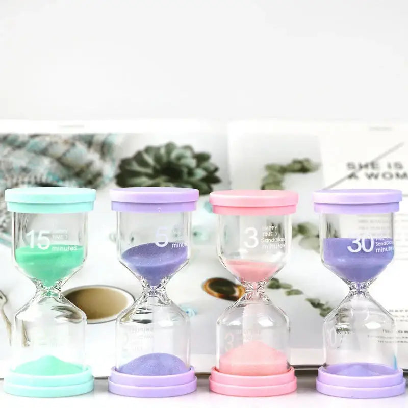 Pastel colorful glass hourglass sand timer set for kids bedroom