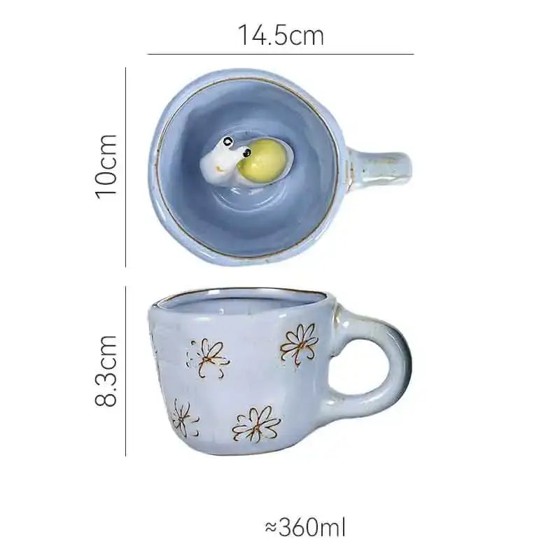 Pastel floral and celestial cartoon animal coffee mugs kitchen set