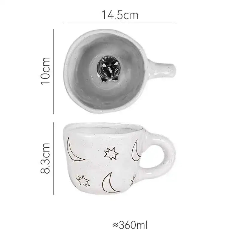 Pastel floral and celestial cartoon animal coffee mugs kitchen set