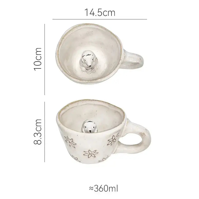 Pastel floral and celestial cartoon animal coffee mugs kitchen set