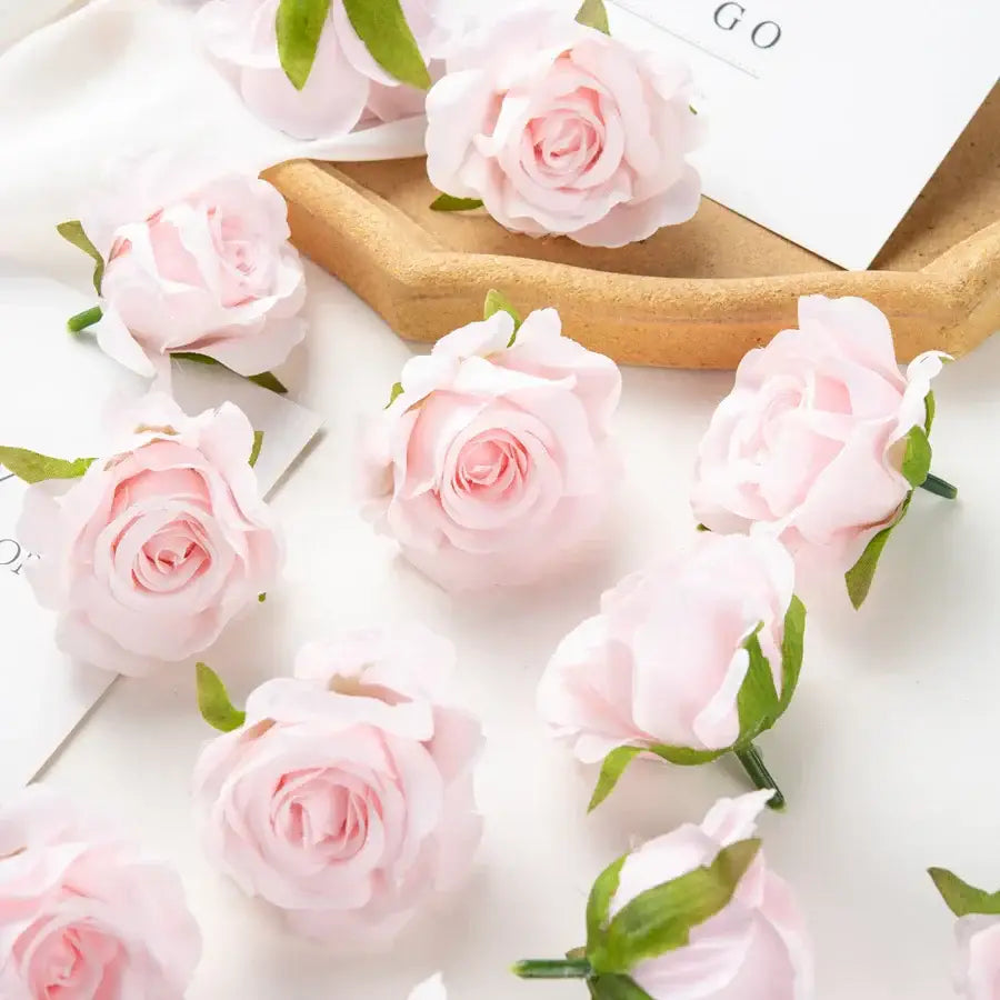 Pastel multicolor silk artificial flowers 100pcs wedding decor