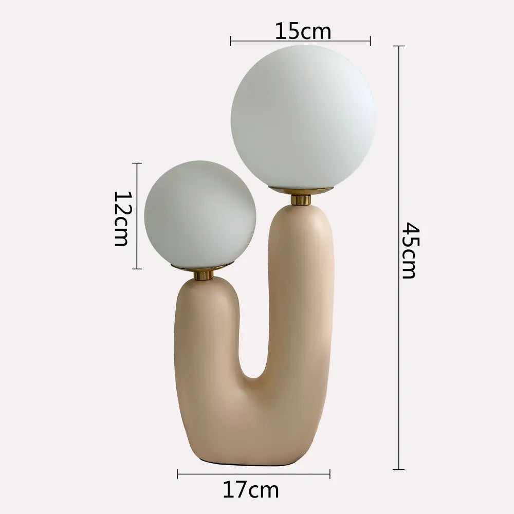 Pastel pink glass ball table lamp bedroom dual glowing spheres