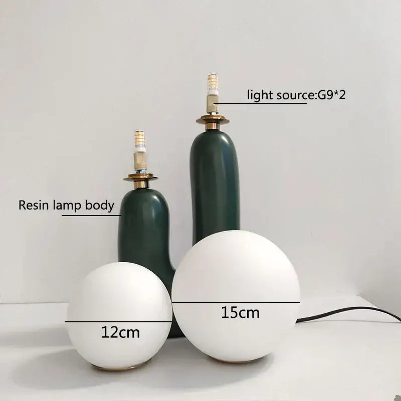 Pastel pink glass ball table lamp bedroom dual glowing spheres