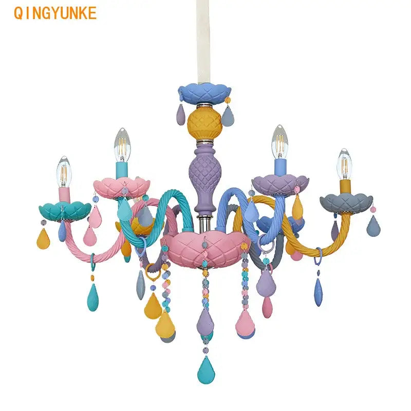 Pastel rainbow decorbites crystal candle chandelier bedroom light