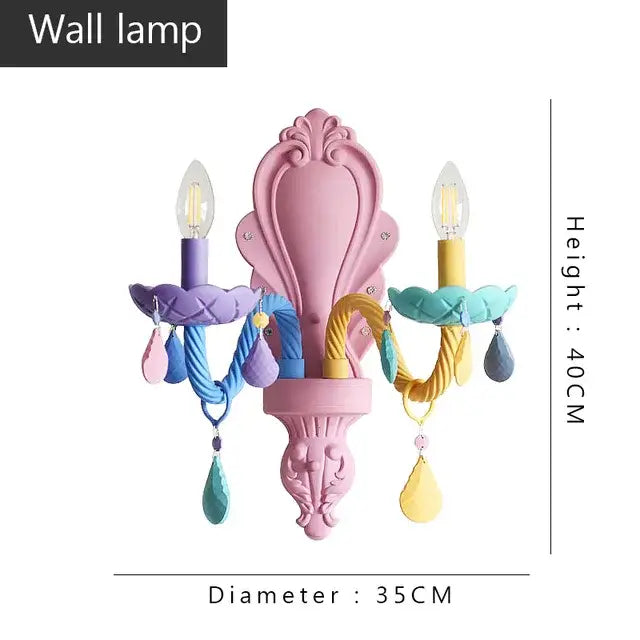Pastel rainbow decorbites crystal candle chandelier bedroom light