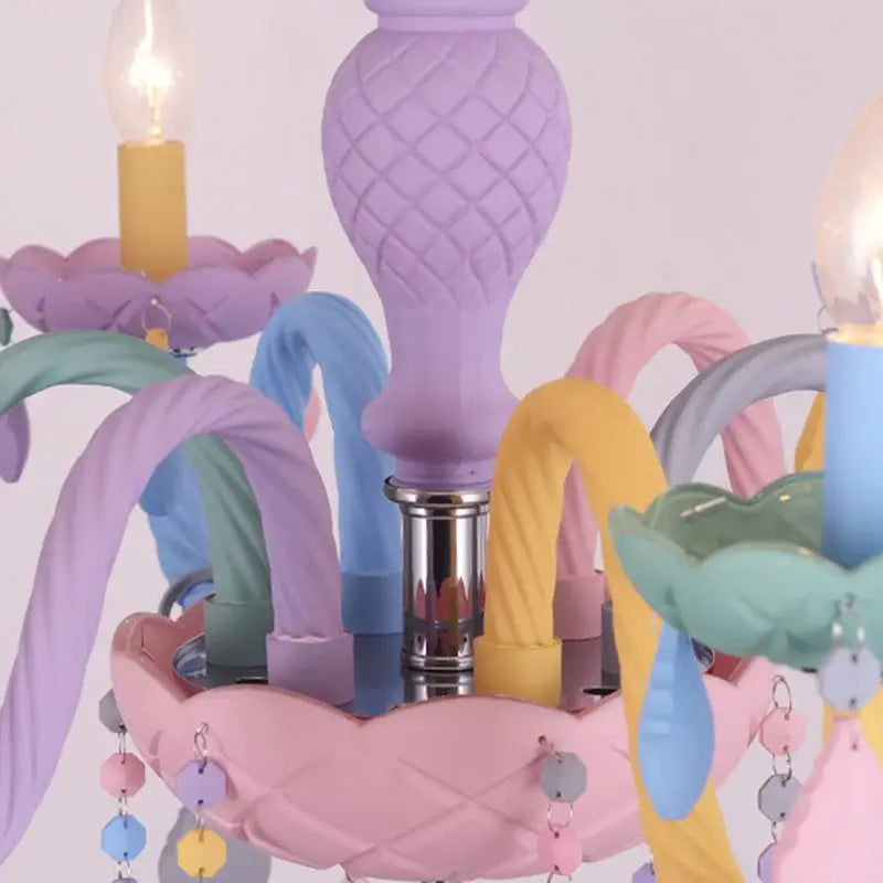 Pastel rainbow decorbites crystal candle chandelier bedroom light