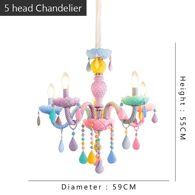Pastel rainbow decorbites crystal candle chandelier bedroom light