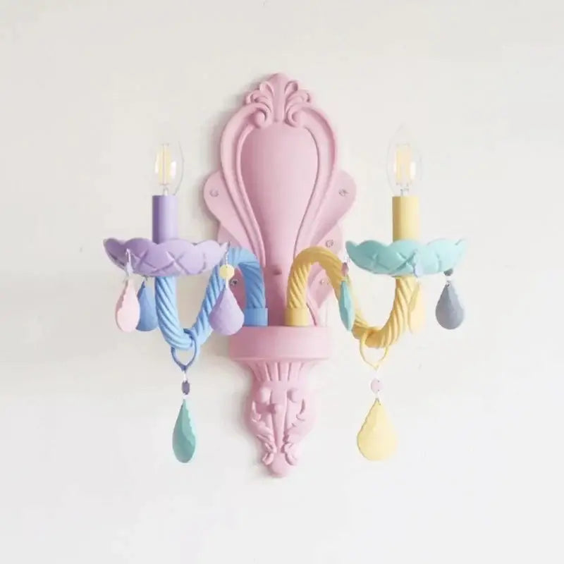 Pastel rainbow decorbites crystal candle chandelier bedroom light