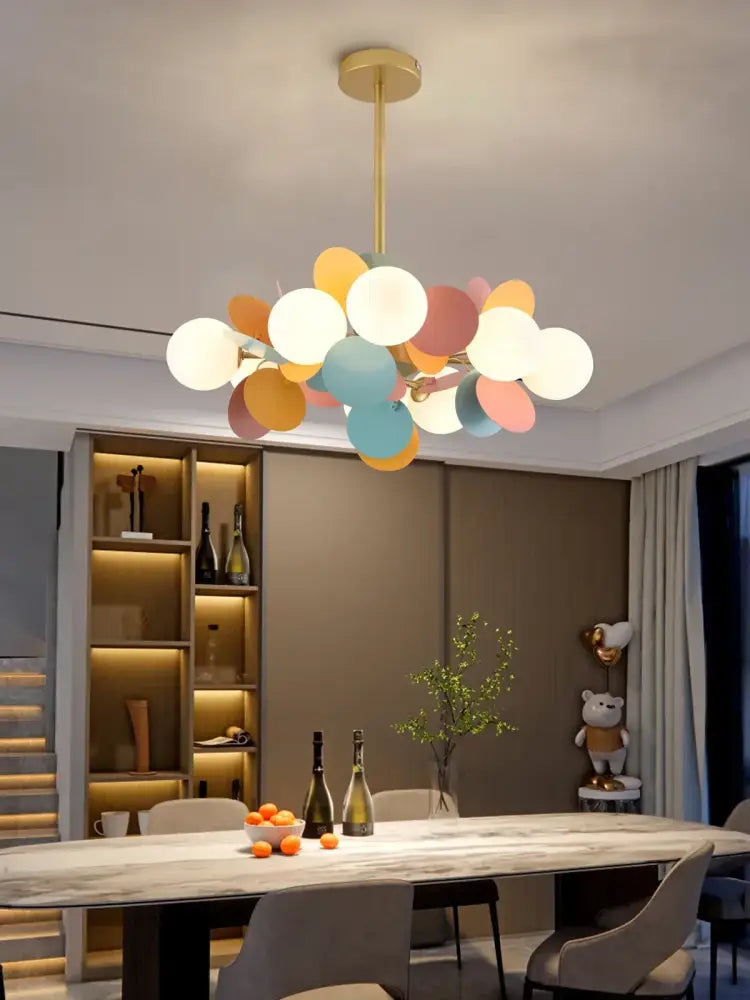 Pastel spherical colorful chandelier pendant lamp for dining room