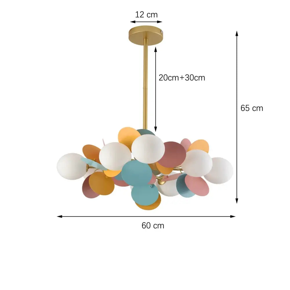 Pastel spherical colorful chandelier pendant lamp for dining room