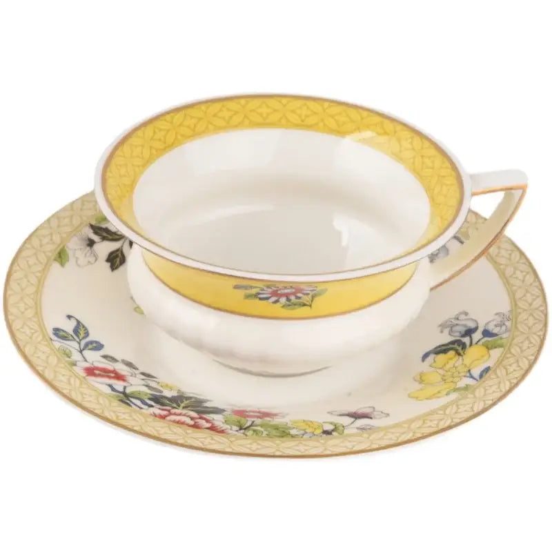 Pastoral floral bone china flower coffee cup saucers dining room set