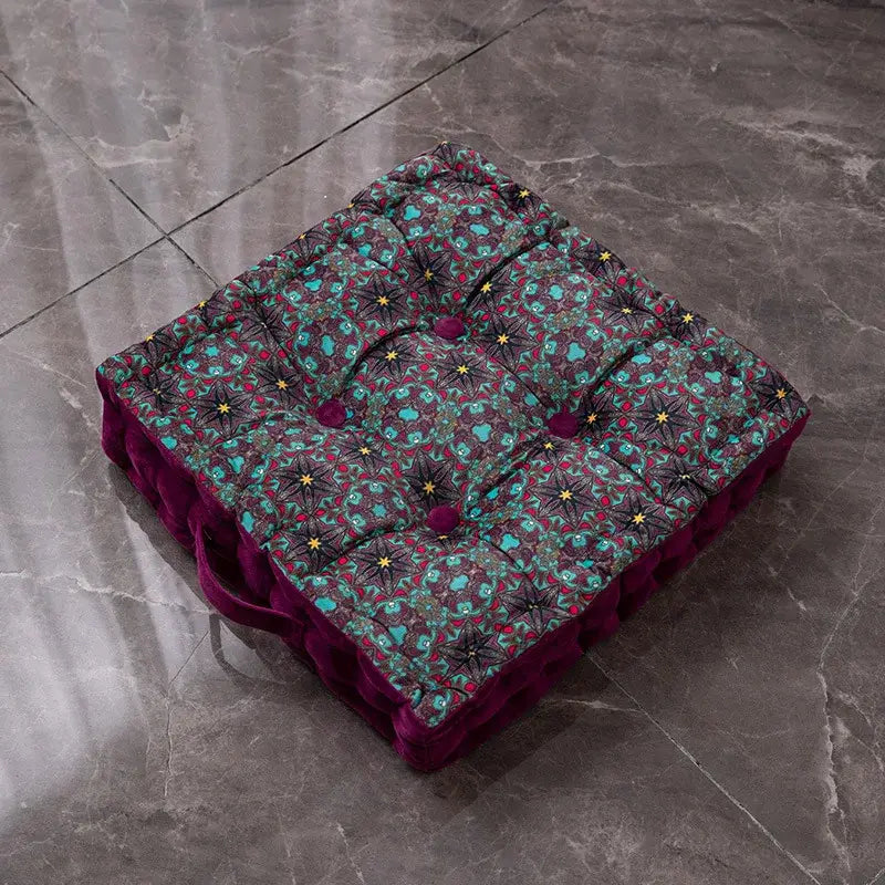 Patchwork bohemian mandala velvet floor cushion reading nook decor