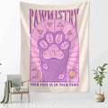 Pawmistry cartoon cat claw wall tapestry bedroom decor purple and cream