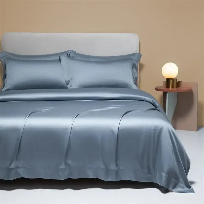 Peach satin cooling cotton solid bedding set for bedroom