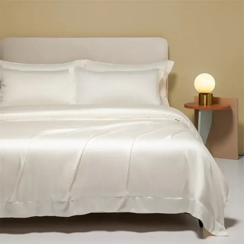 Peach satin cooling cotton solid bedding set for bedroom