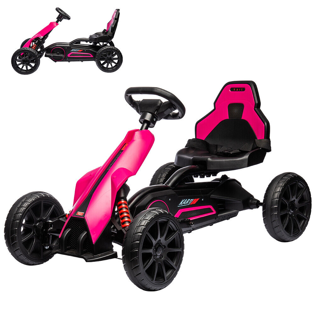 Pedal-Powered Go Kart for Kids with Safety Belt - Outdoor 4-Wheel Racer Toy