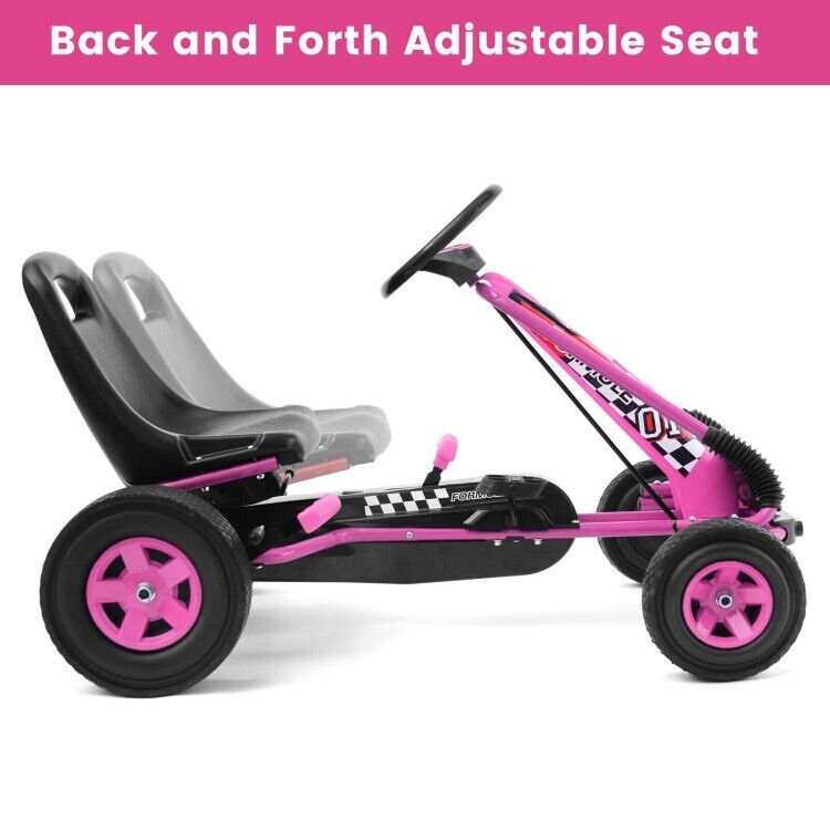 Pedal-Powered Kids Go Kart Racer Car Toy with 4 Wheels - Metal Construction for Endless Fun!
