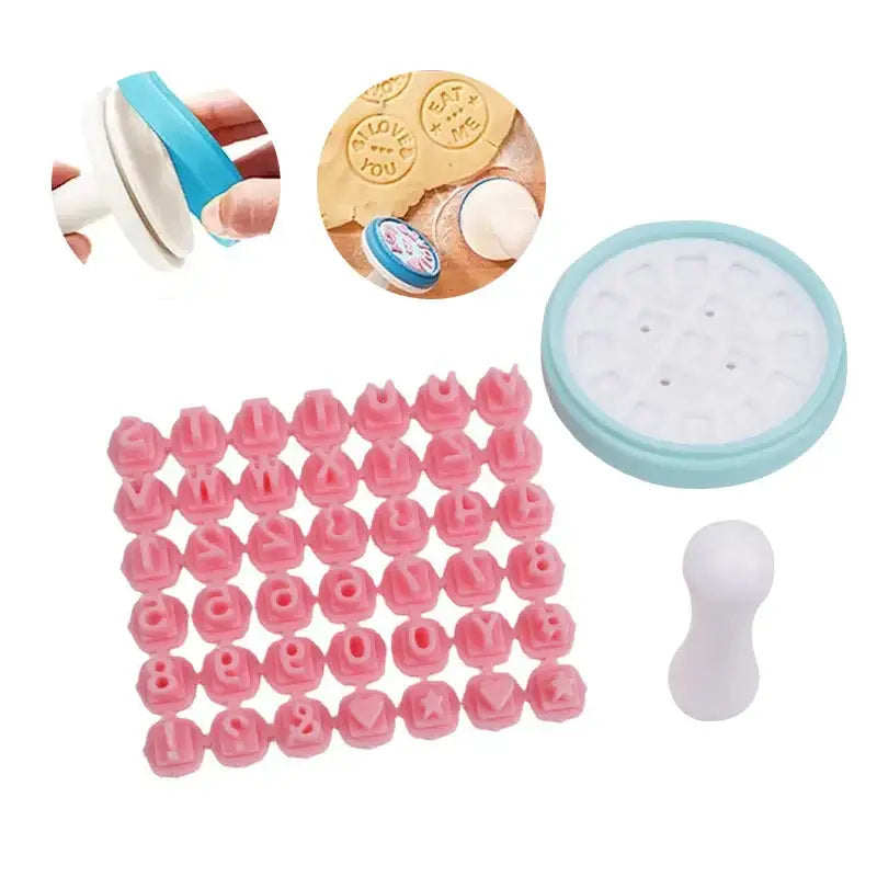 Pink and blue decorbites cookie stamps kitchen baking set