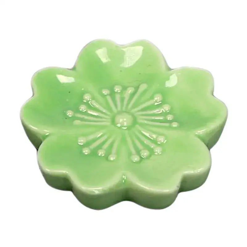 Pink and green ceramic sakura chopstick rest dining room decor