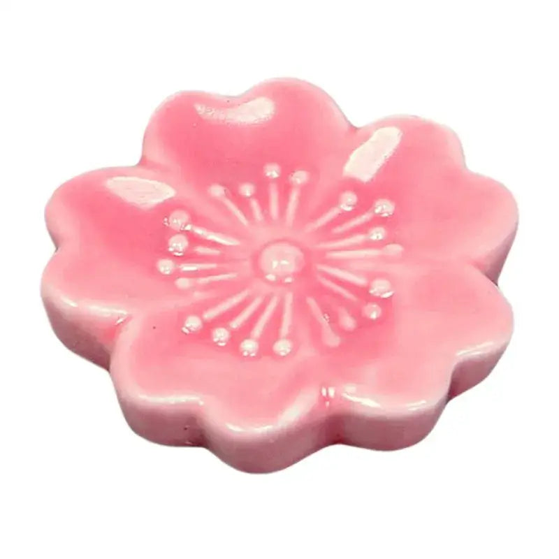Pink and green ceramic sakura chopstick rest dining room decor