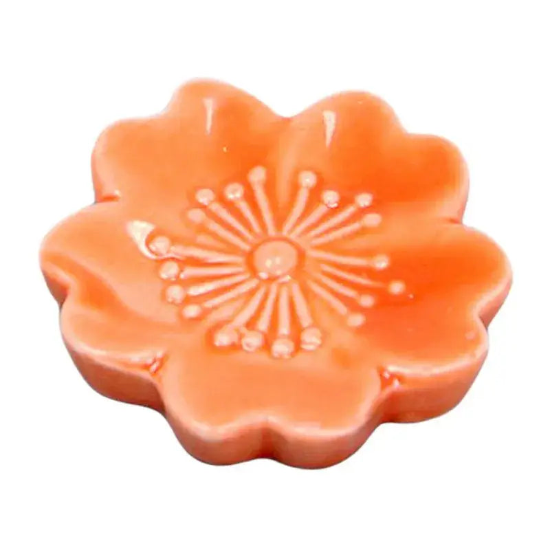 Pink and green ceramic sakura chopstick rest dining room decor