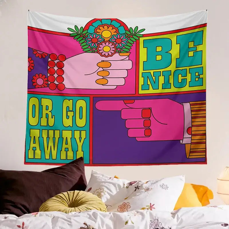 Pink and purple psychedelic hippie tapestry bedroom wall hanging