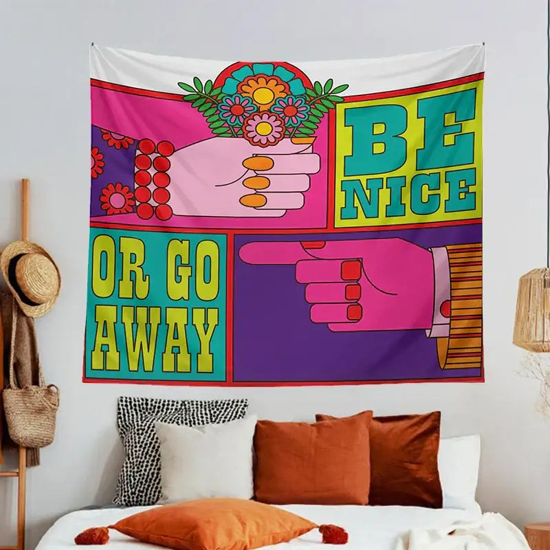 Pink and purple psychedelic hippie tapestry bedroom wall hanging