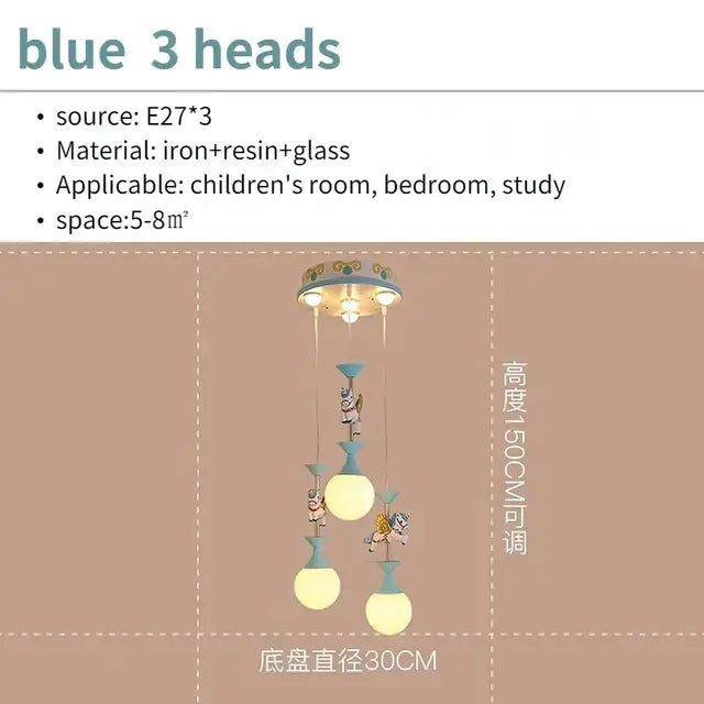 Pink and white unicorn led pendant ceiling light for children room