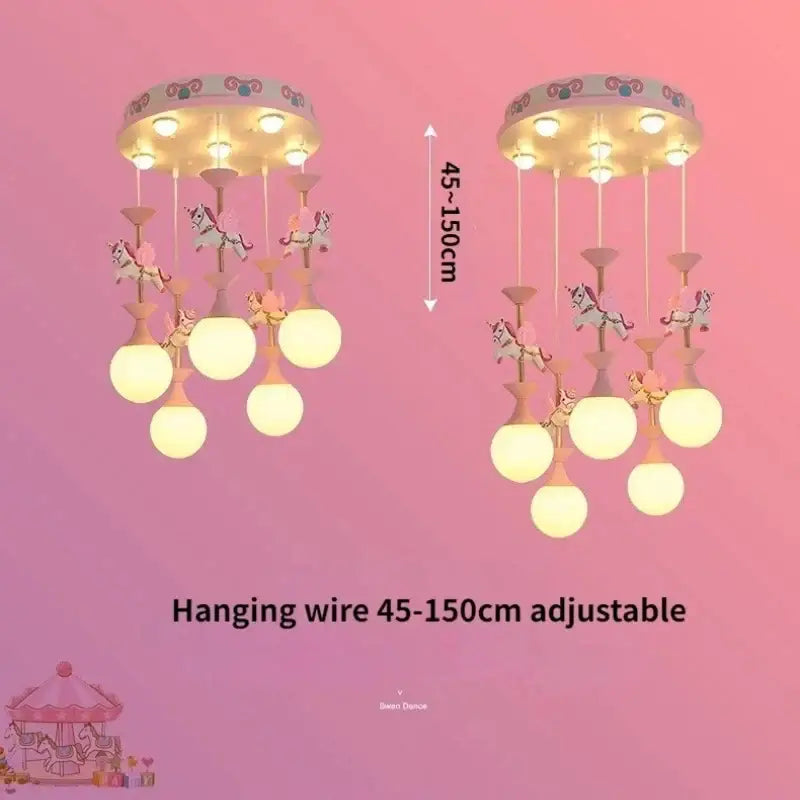 Pink and white unicorn led pendant ceiling light for children room
