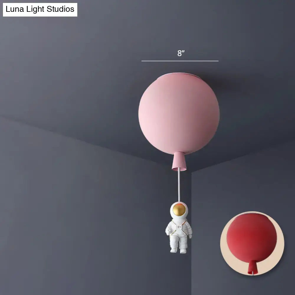 Pink astronaut ceiling lamp – kids bedroom acrylic pendant light