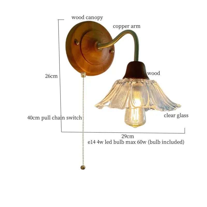Pink butterfly glass led wall sconce bedroom brass light