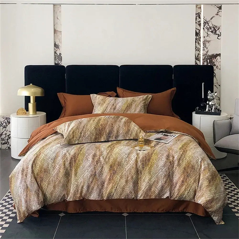 Pink floral satin egyptian cotton bedding set bedroom decor