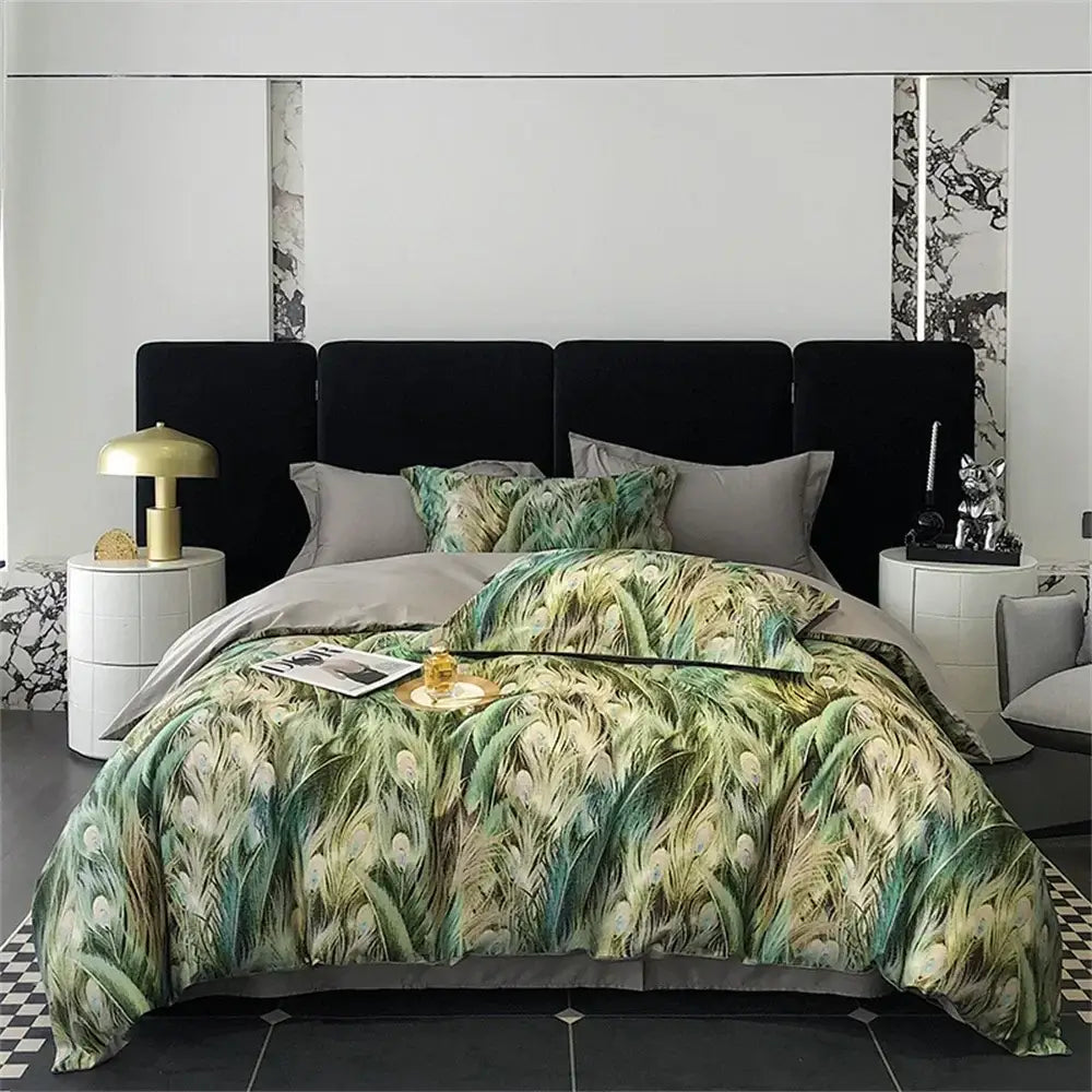 Pink floral satin egyptian cotton bedding set bedroom decor